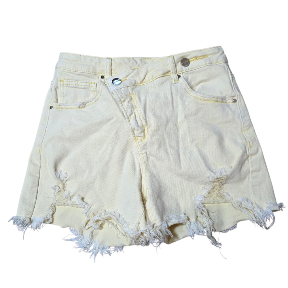 Womens Distressed Yellow Jean Shorts